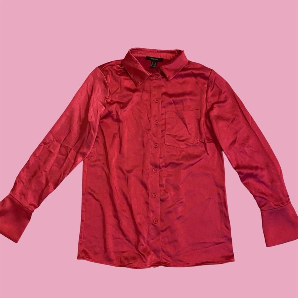fuchsia hot pink satin button up